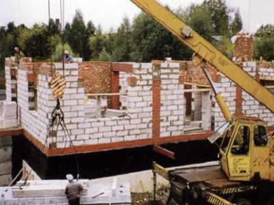 Строительство дома из оцилиндрованного бревна на свайном фундаменте